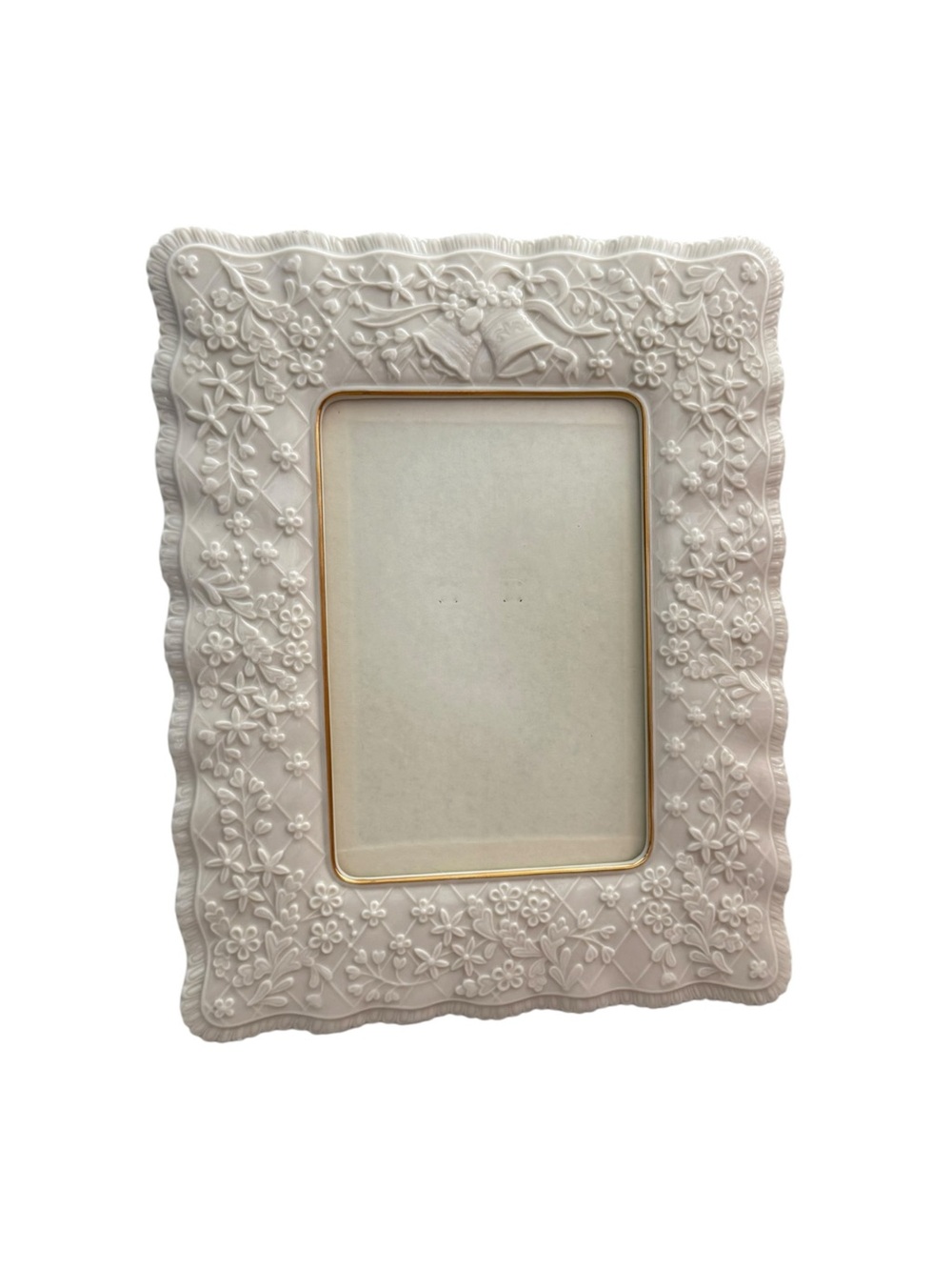 Lenox Wedding Promises Ivory Porcelain 24K Gold Floral Picture Frame